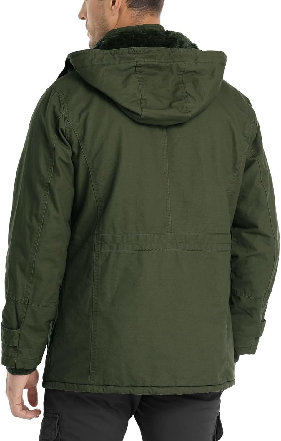 CHEXPEL Men's Thick Winter Jackets with Hood Fleece Lining Cotton Military Jackets Work Coats with Cargo Pockets Outwear - Image 2