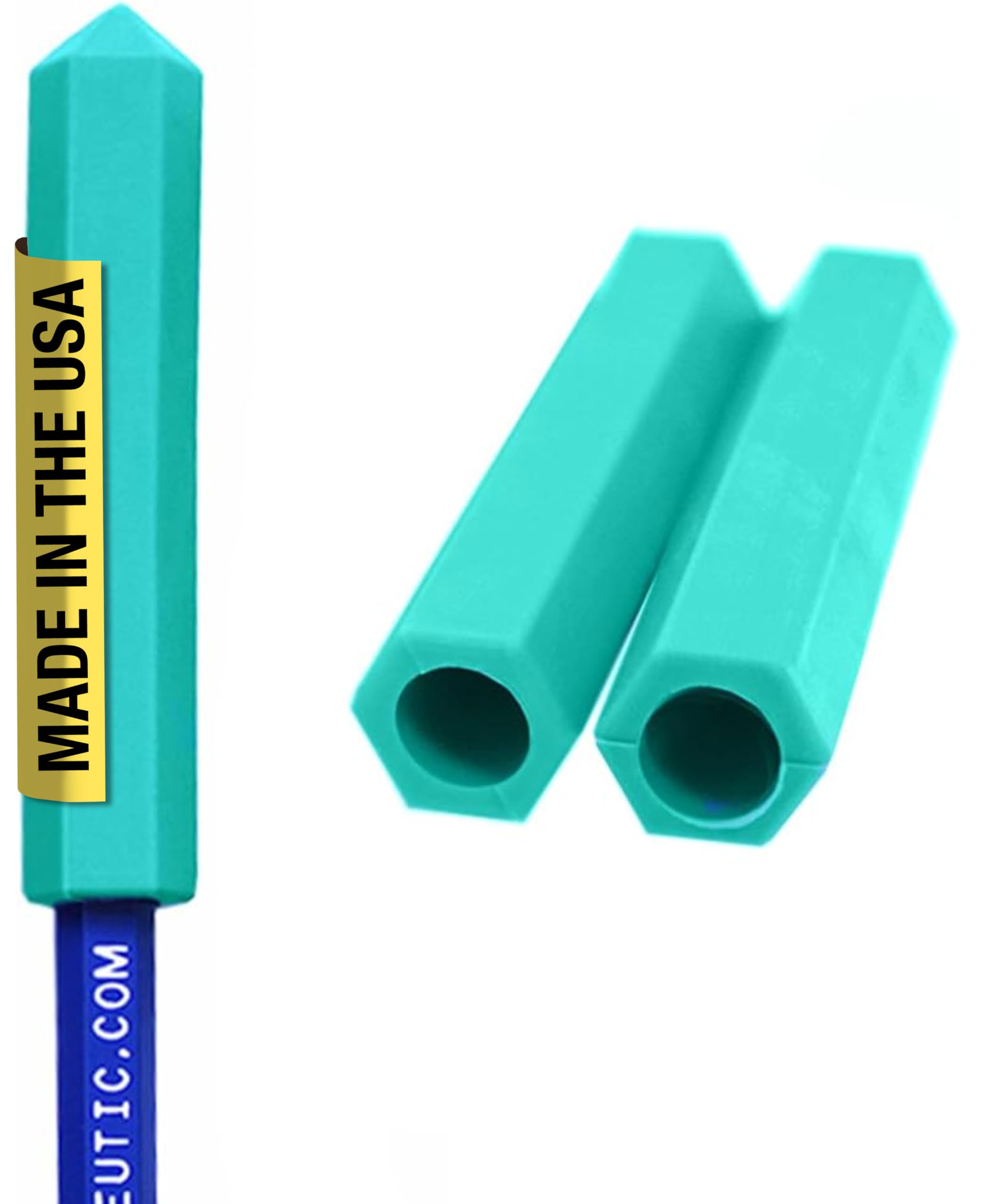 ARK Krypto-Bite Chewable Pencil Topper, Sensory Chew Toys for Kids & Adults, Medical-Grade Chew Fidget for Autism, ADHD, SPD, Anxiety, Includes 1 Eraser-Less Pencil, XT, Firm, Teal, 3-Pack