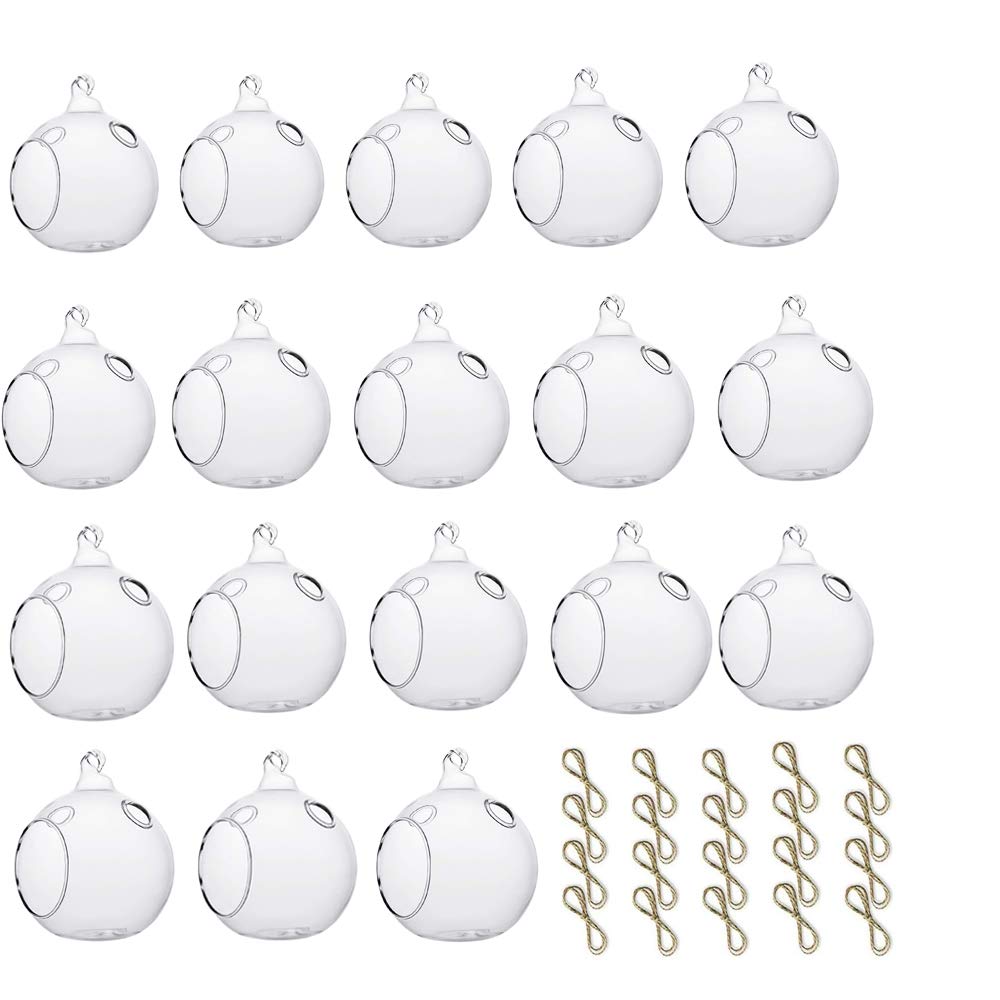 Photo 1 of 18 Pcs Clear Hanging Glass Candle Holder Decorative Hanging Chandeliers, 3.15"/8cm Led Light Candleholders Mini Home Decor Planters, Small Plant Terrarium Globes for Garden Wedding Party Decoration