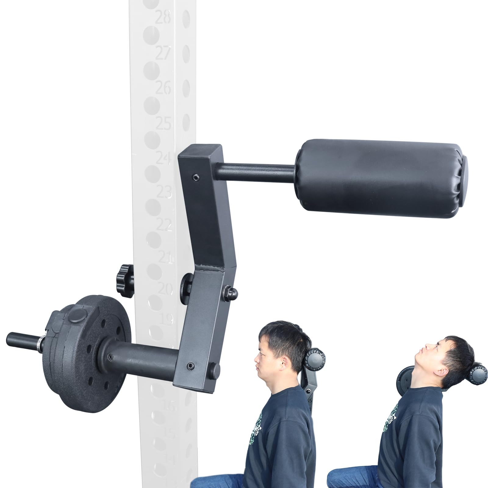 Neck Trainer, attrezzo per esercizi per il collo per rafforzare il collo e alleviare il dolore, attrezzo per allenamento del collo con montaggio su rack, compatibile con dischi da 25 mm di diametro