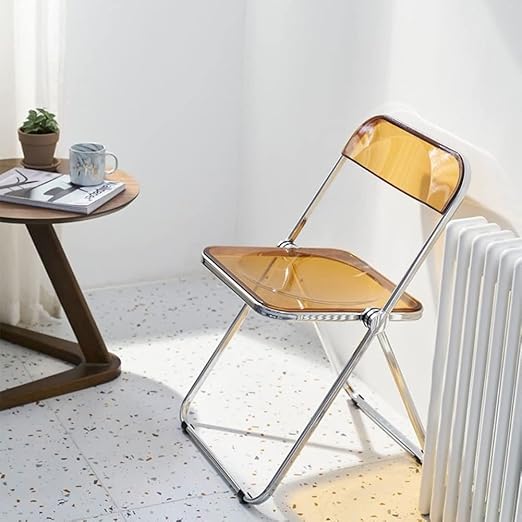 Amazon Rr Yra 折りたたみ式透明な椅子 中世のスタイルの透明な折りたたみ椅子 背もたれ 魅力的でファッショナブルな外観 高い耐荷力の容量 設置なし ブラウン 折りたたみチェア オンライン通販