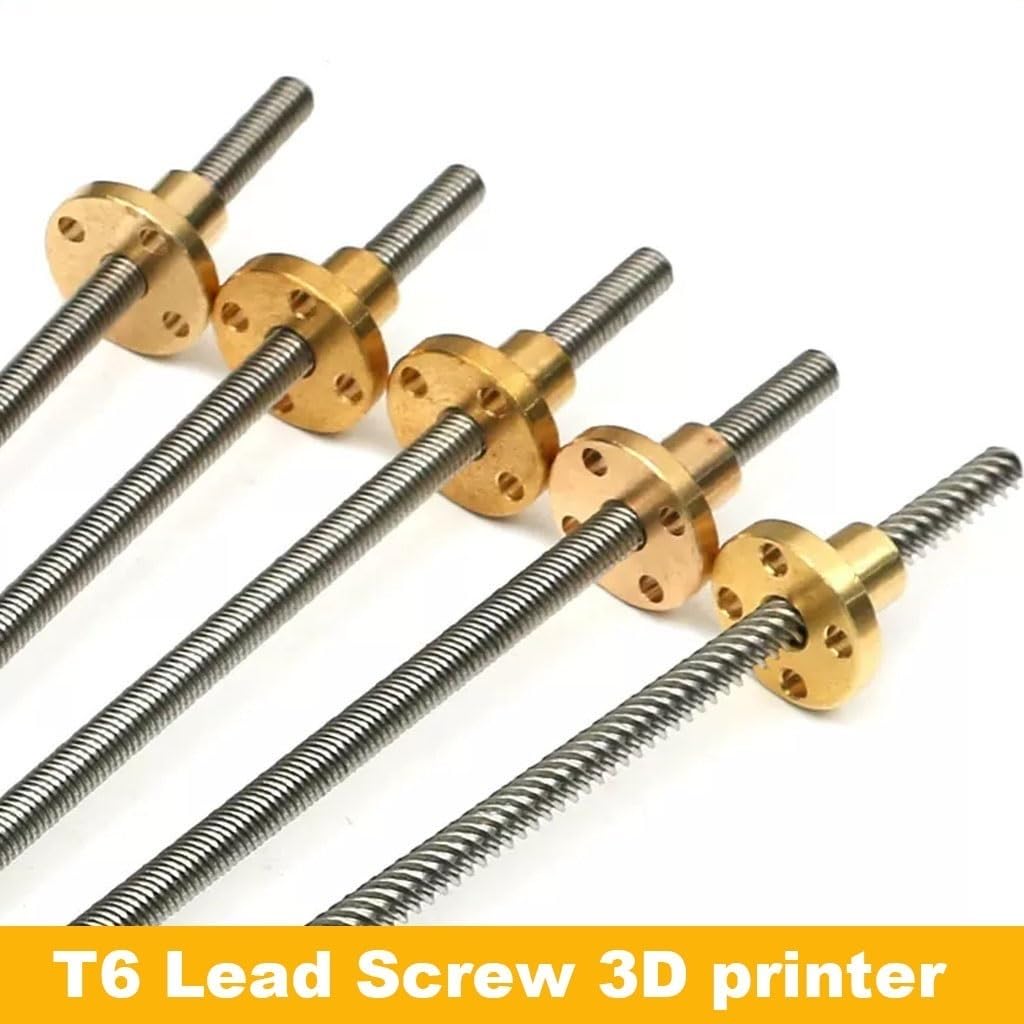 Varilla roscada, tornillo trapezoidal, 1 pieza de tornillo T6, rosca de 6 mm, paso de 12 mm, 100/200/300/400/500/550/600/800/1000 mm, varilla trapezoidal con tuerca de cobre, impresora 3D(1000mm)