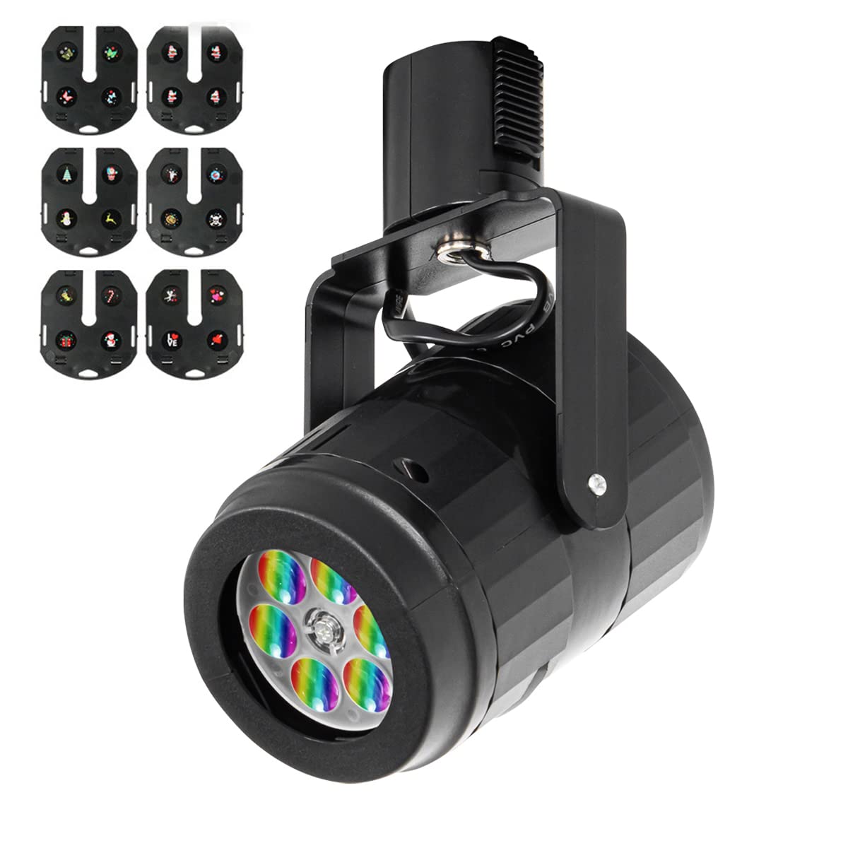 KAYYELAMP H System Tracking Light LED Spotlight Projection Lamp Christmas Party Wedding Disco Halloween Lamp Rotating Multi-Color Change Stage Family Lighting 6 Kinds of Pattern Card XDD552(No Track)