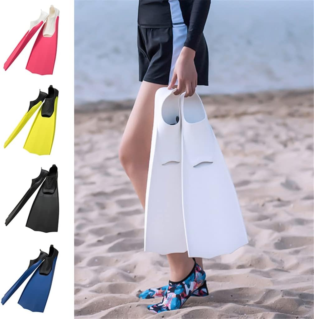 Diving Flippers for Women and Men Colorful Lightweight Adult Soft TPE Snorkeling Fins Swimming Anti-Slip Shoes Diving (Color : White Size : L(42-43))