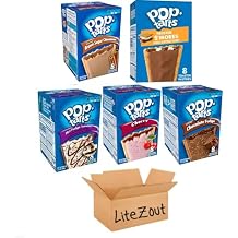 Pop Tarts Frosted Toaster Pastries, Brwn Sugar Cinnamon, Choc. Fudge, Smores, Frosted Hot Fudge Sundae, Cherry, 13.5 Ounce Pack of 5, by Litezout
