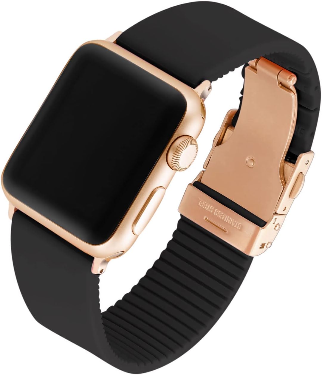 Divoti Compatible with Apple Watch | Premium Soft Silicone Sport Stainless Steel Bands| Quick-Release Comfortable & Stylish| Replacement Rubber Watch Strap for All Series 41/40/38-MM