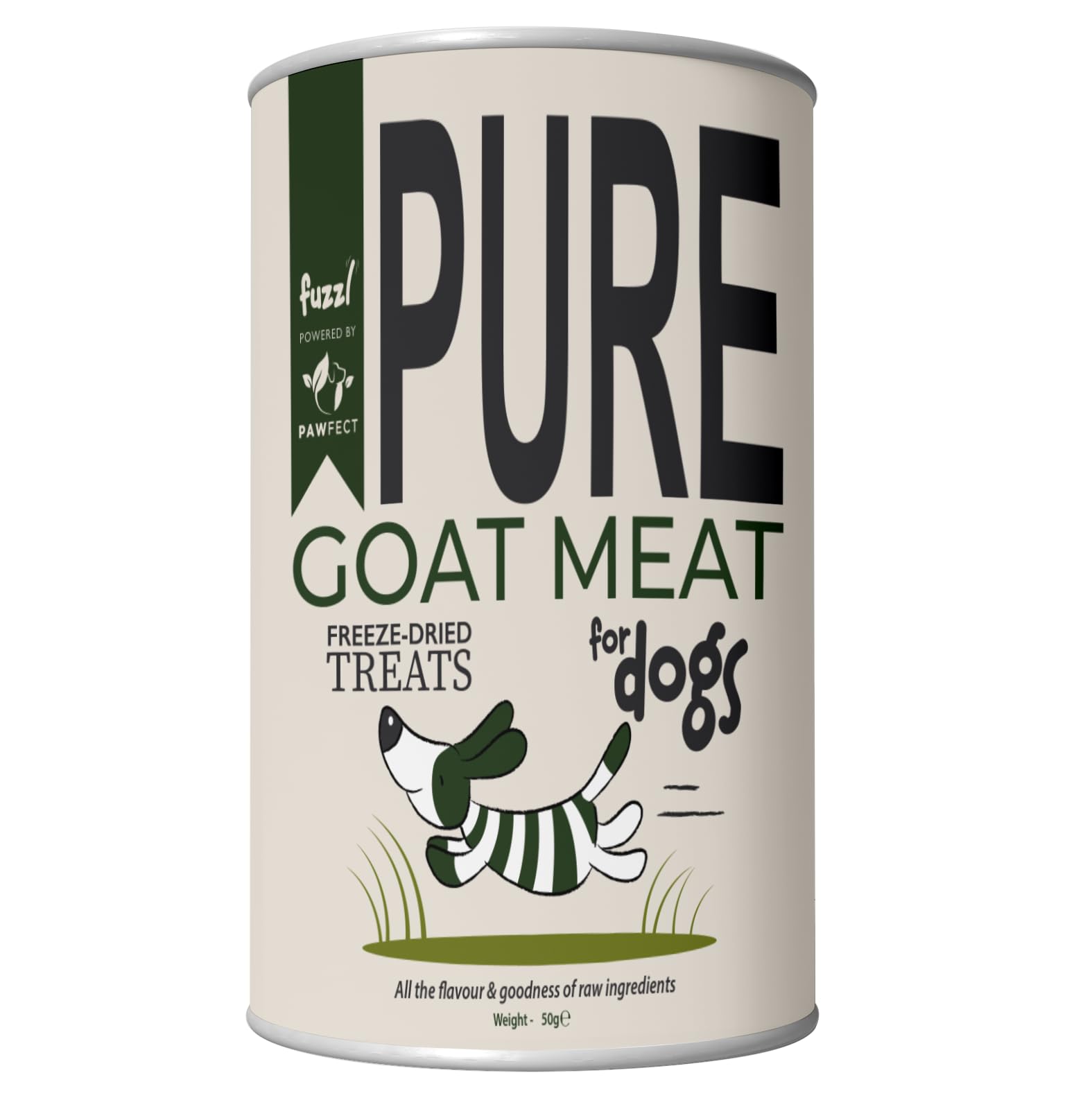 Fuzzl Pure Freeze Dried 100% Goat Meat Dog Treats and Food Topper 50g. Natural Wholesome and Hypoallergenic Nutritious Food. Dog and Puppy Treats and Snacks