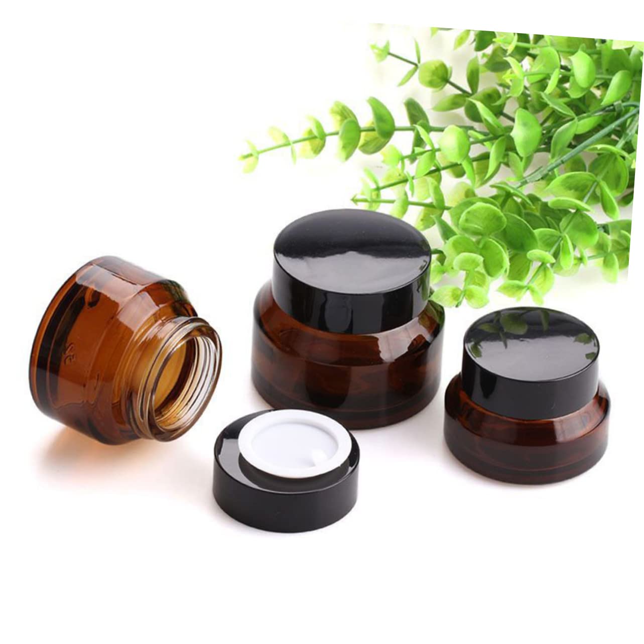 5piezas Botella De Vidrio Marrón Frascos De Maquillaje Frascos De Viaje Para Ojos Crema De Cara Para Cosméticos