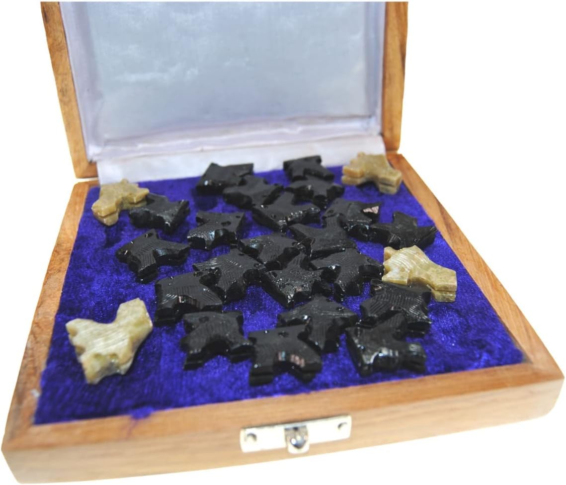 Handmade Foldable Travel Wooden & Stone Bagh Chal Moving Tigers Nepal Traditional Boardgame &Pieces