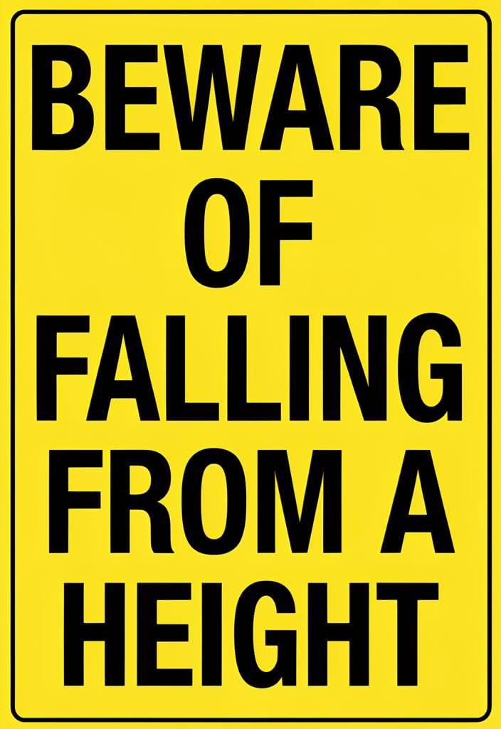 peiyeety Beware of Falling From a Height Tin Sign 12x8 Inch, Yellow & Black Safety Warning Metal Wall Decor Plaque, Industrial Notice Sign for Garage Workshop Warehouse Jobsite, Gift Idea