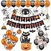Yorgewd Juego de globos de decoración para Halloween, guirnalda de Halloween, pegatinas murciélagos, calabaza, gato negro, araña, globos de látex negro y naranja, para fiestas de Halloween y niños