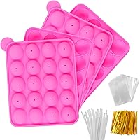 Vista 1 de Set de moldes de silicona para pastelitos - 2 paquetes de moldes para piruletas con 40 palitos para pastelitos, 100 bolsas para caramelos y 100