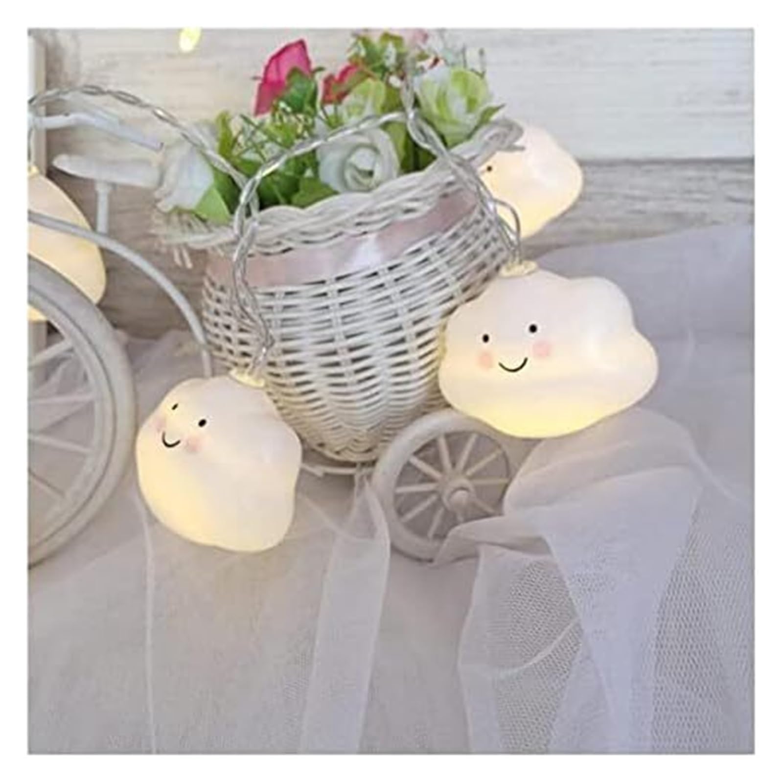 JFGCTYHXY String Lights, Smiling Cloud Modeling Lamp|Creative |Cute Birthday Party Lights|Copper Wire Night Light|Bedroom Room Wall DIY Décor(13.1FT(40LED))
