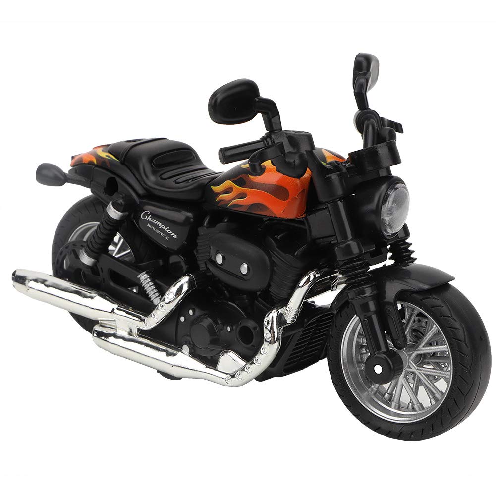 Generic Alloy Electric Motorcycle Model Toy with Light Music for Kids Gift, DropResistance Alloy Motorbike Model Toy for Children, Black/White, 4.7 * 2.9 * 3.1in (Black) — view 4