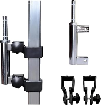 Flagpole Accessories Compatible with 30mm Square Tube Tent 2pcs Clamping Brackets + 1pc Pivot Shaft, Heavy Duty Metal Pole Connector Kit for Outdoor Camping Flagpole or Canopy Frame