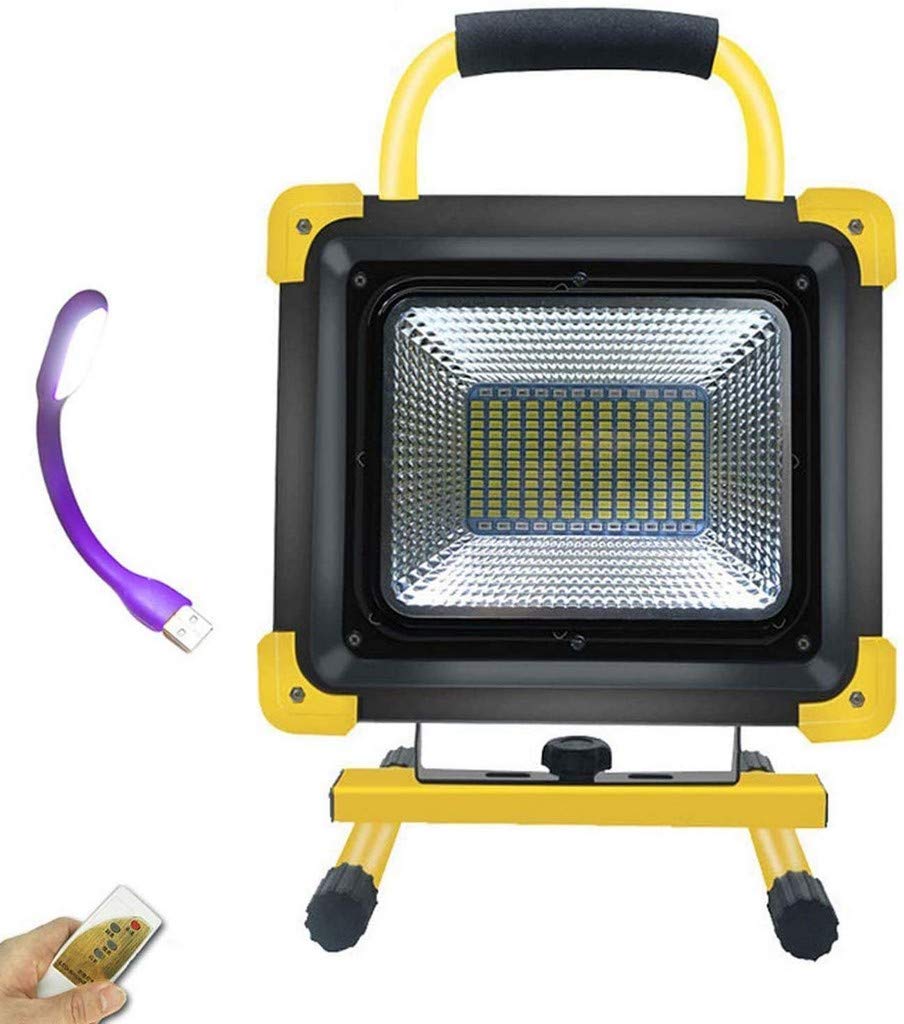 Foco LED Recargable, Foco Inalámbrico Portátil, 600W 180 Leds 8000LM, Luces de Trabajo Control Remoto, Puerto de Carga USB, Batería Incorporada 31840 mAh, Luz de Emergencia Camping,