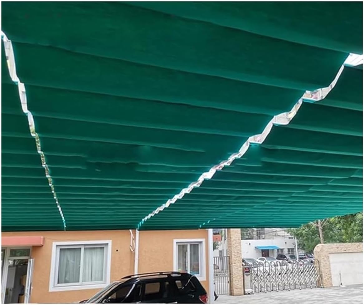 Wave Shade Sail Awning Waterproof Slide On Wire Hung Canopy Retractable Pergola Canopy Shade Cover for Outdoor Patio Porch Yard Garden(1.5x5m)