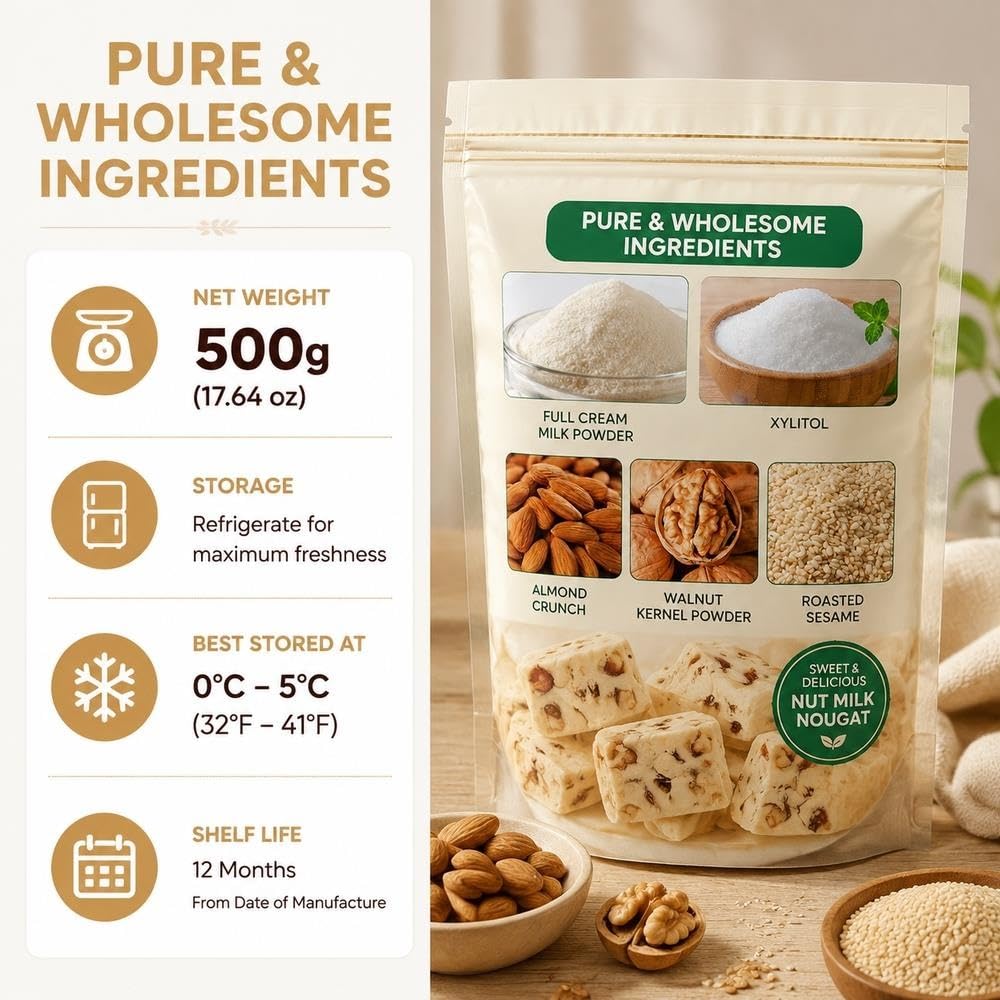 Bloques de leche de camello y nueces 500g, snack lácteo masticable