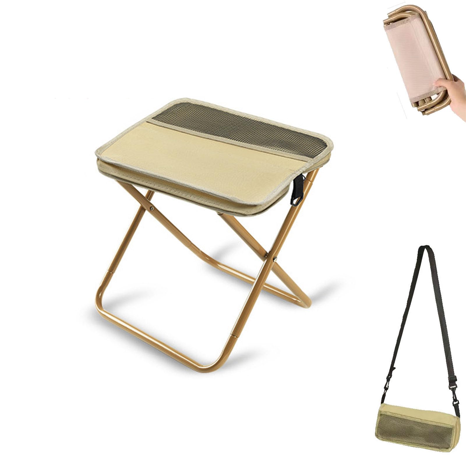 Foldable Backpack Stool, Folding Stool, Mini Outdoor Camping Stool with Carry Bag, Folding Slacker Chairs, Hold Up to 120kg for Fishing Travelling Picnics, Hold Up to 120kg (A, L)
