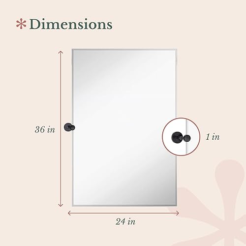 Miniatura 3 de Hamilton Hills - Espejo pivotante ovalado grande con anclajes de pared de cromo pulido - Espejo de pared ajustable con respaldo, movible e