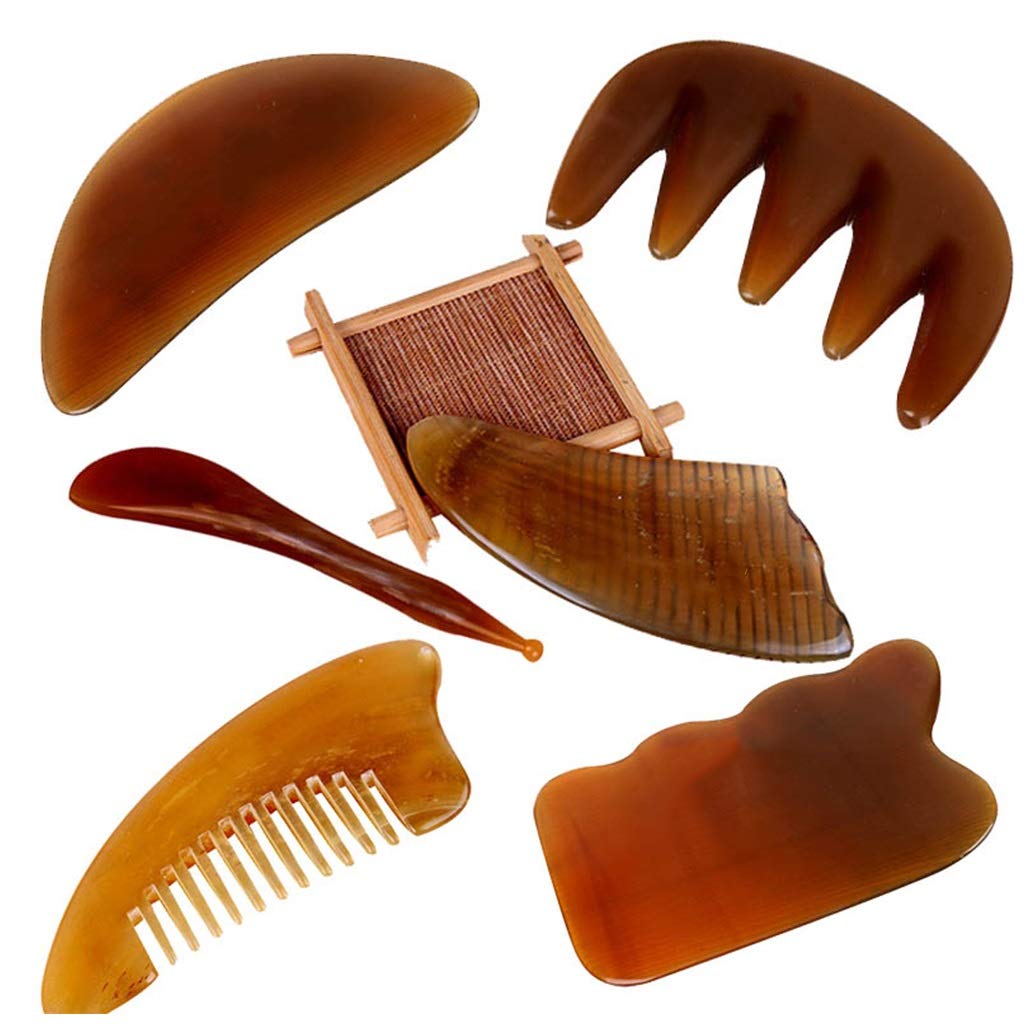 YXCKG Gua Sha Massage Werkzeug, Natürliches Wasserbüffelhorn Gua Sha Board, Gesundheitspflegeset für das Gesicht im Nacken, Handgemachte Guasha Scraper Board für physikalische