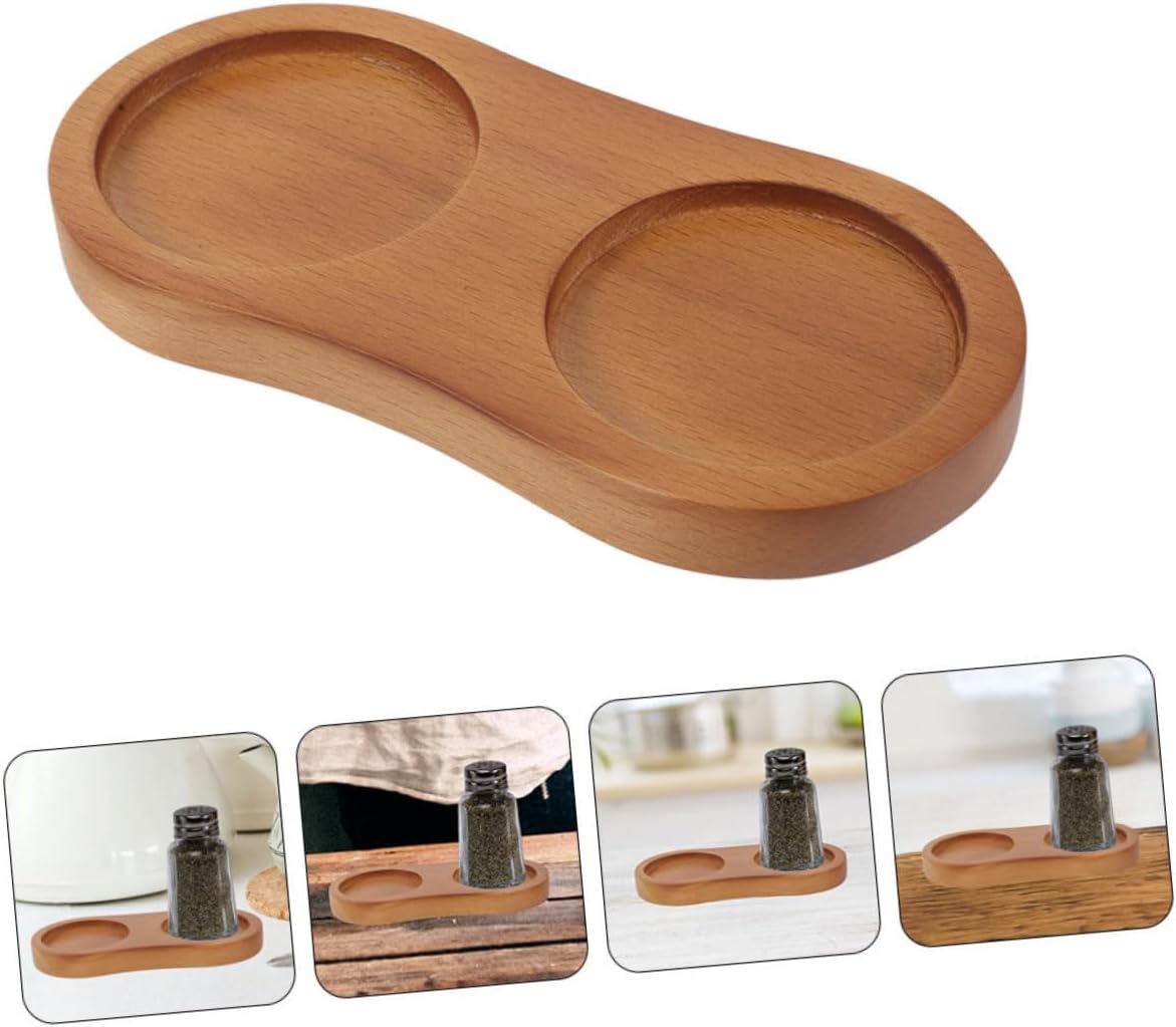 MAGICLULU 3pcs Tray Wooden Pepper Rest Multi-Purpose Dining Table Protector for Kitchen and Grill Use Stable and Sturdy Design for Seasoning Bottles