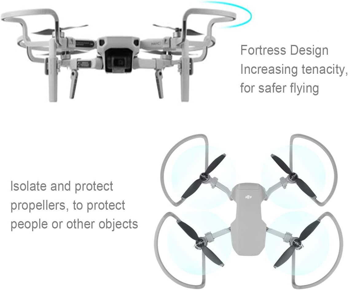 O'woda Upgraded Version 2 in 1 Mavic Mini 2 Propellers Guard Rings with Foldable Landing Gear Quick Release Extension Leg Protection Accessory for DJI Mavic Mini 1/Mini 2 /Mini SE Drone(Grey)