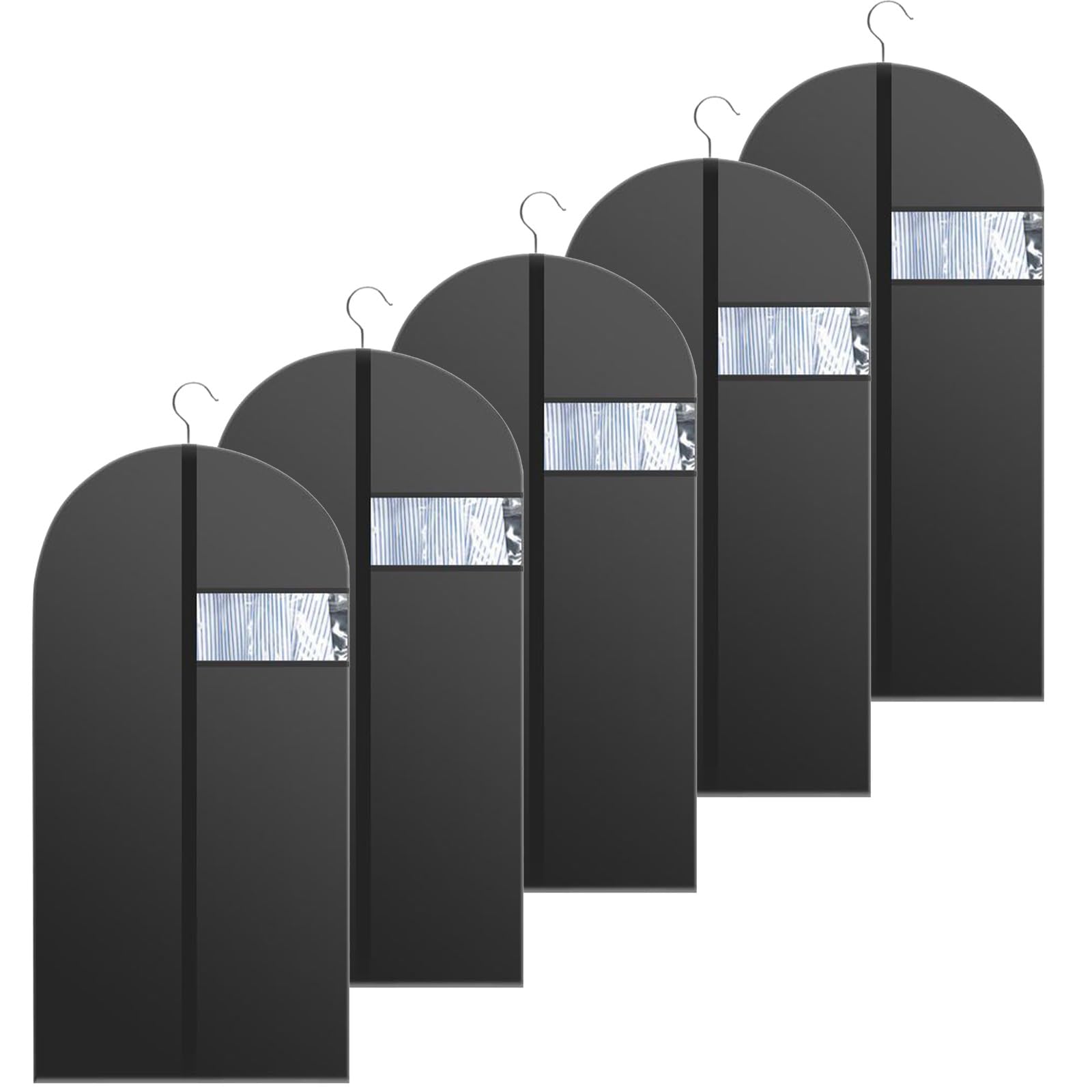 Funda para Vestidos, Funda para Trajes, Transpirable, para Abrigos Largos, Suéteres, Camisas, Trajes y Vestidos (5 Unidades), Color Negro(60x140cm/24x55in)