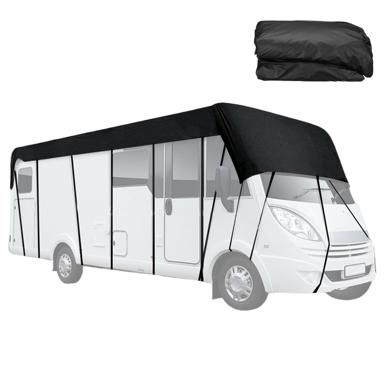 Pokrowiec na przyczepę, składany, 210D Oxford Cloth RV Tarpaulin, 21 x 20 stóp, zimowa ochrona przyczep i samochodów, plandeka z tkaniny Oxford, składana plandeka na zamek błyskawiczny