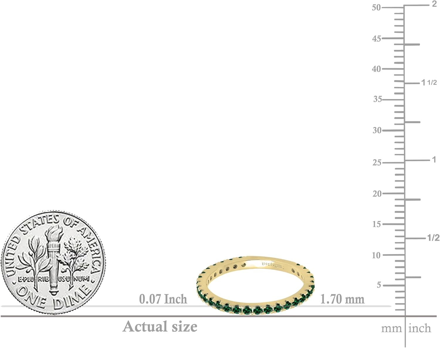 Dazzlingrock Collection 10K Round Lab Created Gemstone & Diamond Ladies Bridal Wedding Band, Yellow Gold