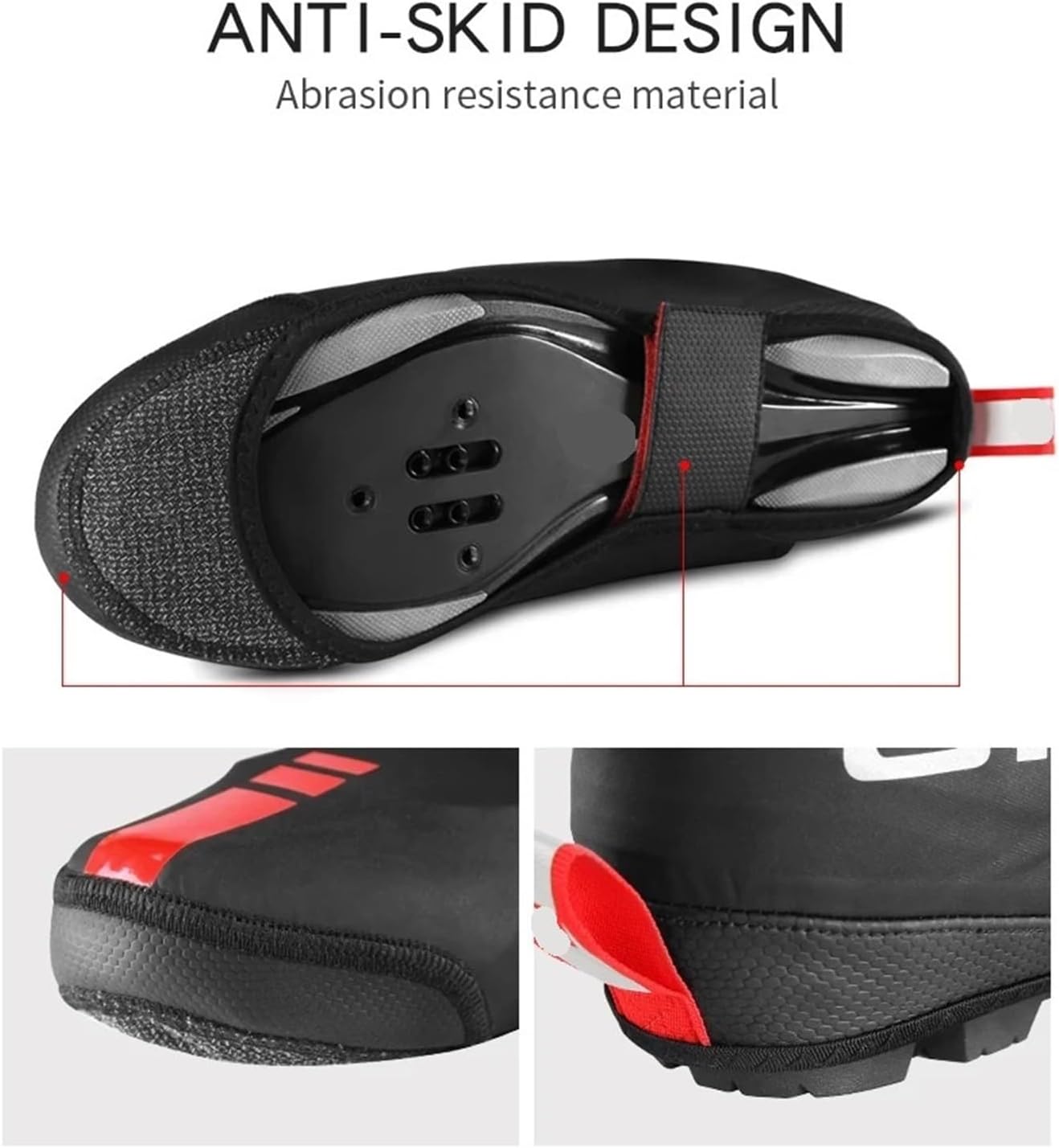 Cycling Shoe Cover Bicycle Shoes Covers Road Bike Winter Thicken Warm Thermal Overshoes Waterproof Reflective Cycling Shoe Cover(3XL)