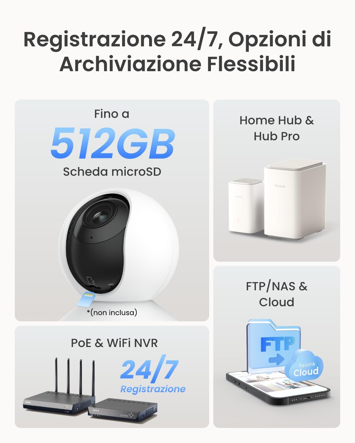 Reolink 4K Telecamera WiFi Interno PTZ, Zoom Ottico 3x, WiFi 6 Dual-Band, Auto-Tracking, Videocamera Sorveglianza con Rilevamento Persona/Animali/Pianto, Modalità Privacy, Baby Monitor, E1 Zoom