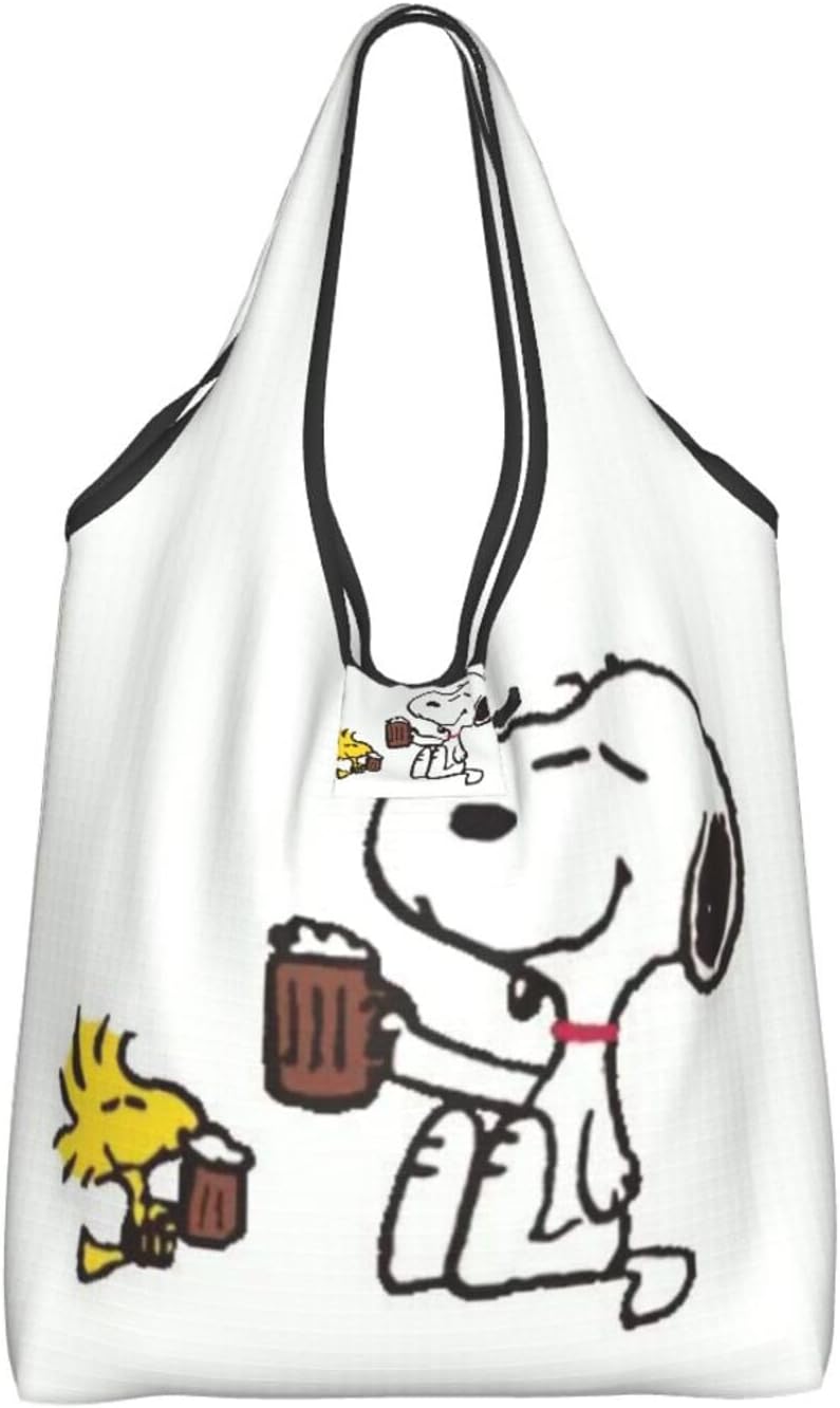 [Mineye] スヌーピー エコバッグ ショッピングバッグ 大容量 ポーチ付き 折りたたみ コンパクト収納 おしゃれ ギフト ショ