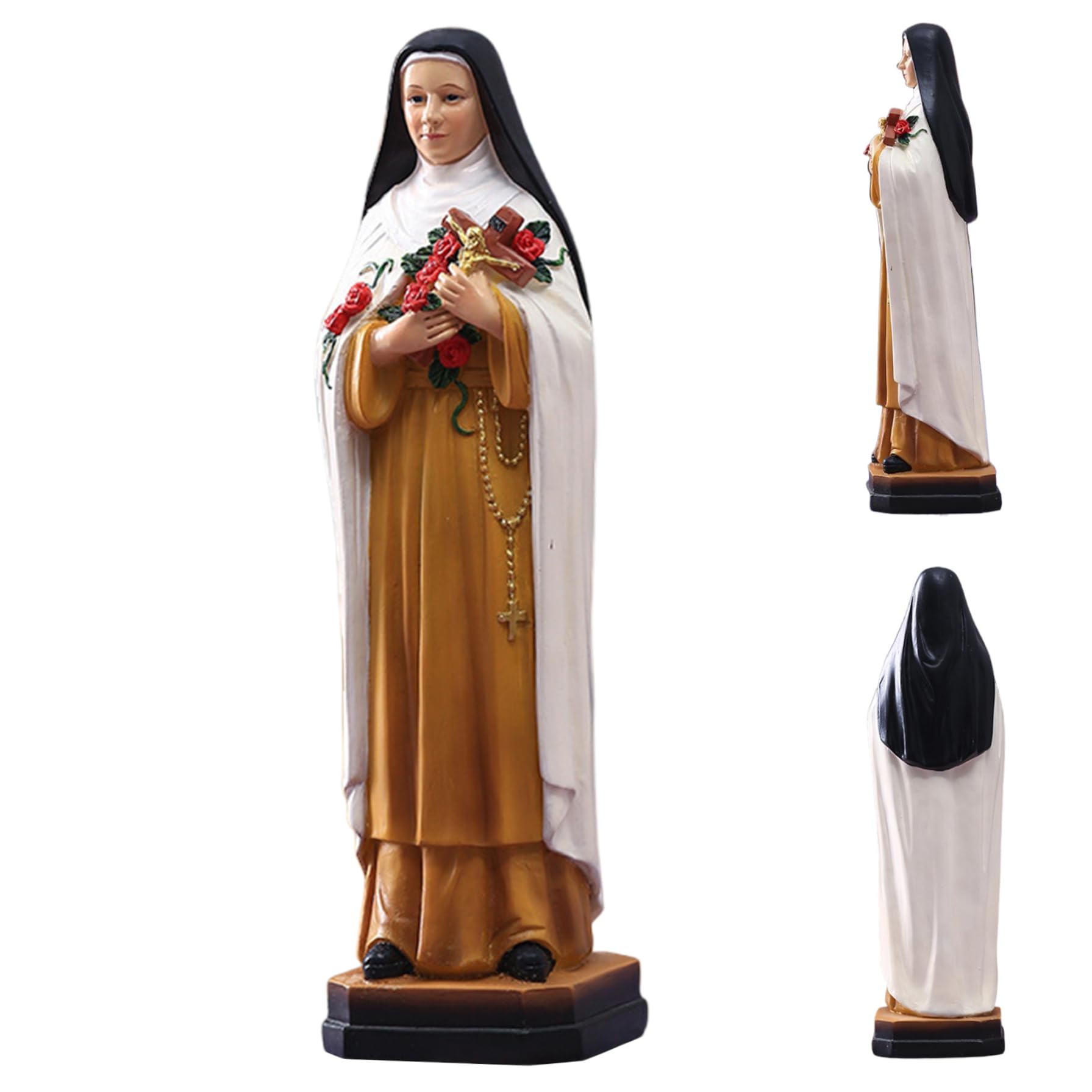 CAKEEYUM Christian 8.2x2.4x2.2 Inch Resin St Therese Catholic Statue on Base Inspirational St Therese Religious Statues for Religious Holiday Reception Celebration or Housewarming Christian Gifts,