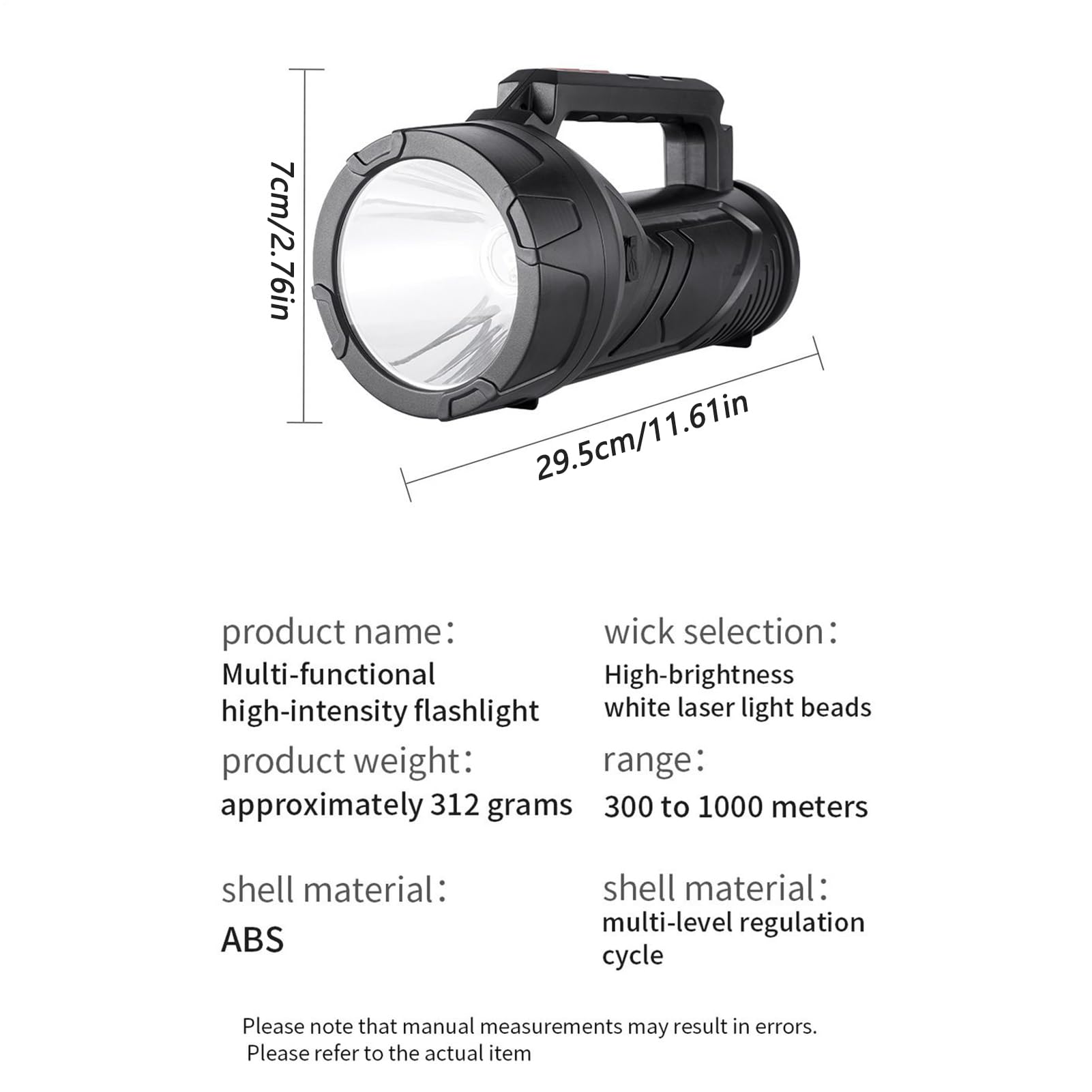 Torcia Ricaricabile 10W LED, Torcia Portatile per Escursioni all'Aria Aperta, Ideale per Mancanza di Corrente Spiaggia Picnic Auto Camion Piscina Lavoro Viaggio su Strada con Ricarica USB Batter