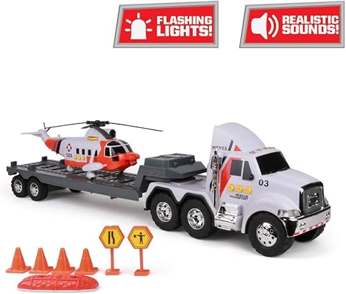 Vista 22 de Mighty Fleet Titans - Juguete enorme de 25 pulgadas con helicóptero plano y rescate, sonidos y luces realistas, baterías incluidas