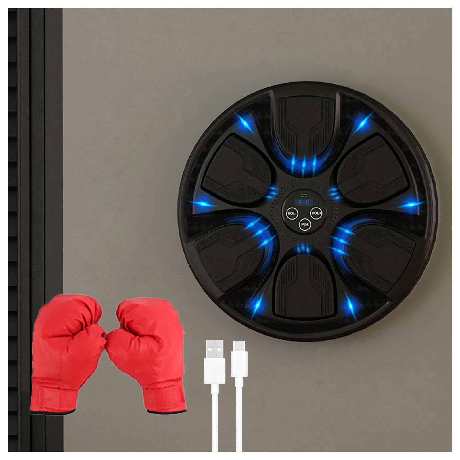 Zosudull Music Boxing Machine, Intelligente Musik Boxmaschine mit LED-Licht, Bluetooth Boxgerät für Kinder/Erwachsene, Wandmontiertes Boxziel mit Boxhandschuhen, Geschwindigkeitseinstellung, Zählmodus Zosudull Music Boxing Machine, Intelligente Musik Boxmaschine mit LED-Licht, Bluetooth Boxgerät für Kinder/Erwachsene, Wandmontiertes Boxziel mit Boxhandschuhen, Geschwindigkeitseinstellung, Zählmodus