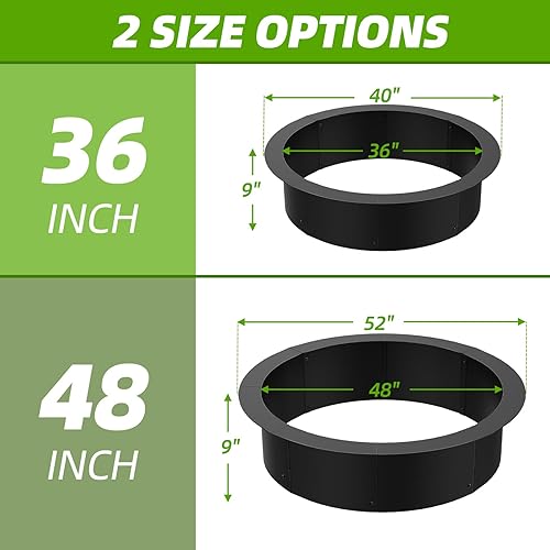 Miniatura 4 de Anillo interior de 36 pulgadas, 40 pulgadas, exterior grande y redondo de acero, anillo de metal para fogata para exteriores, borde de anillo de