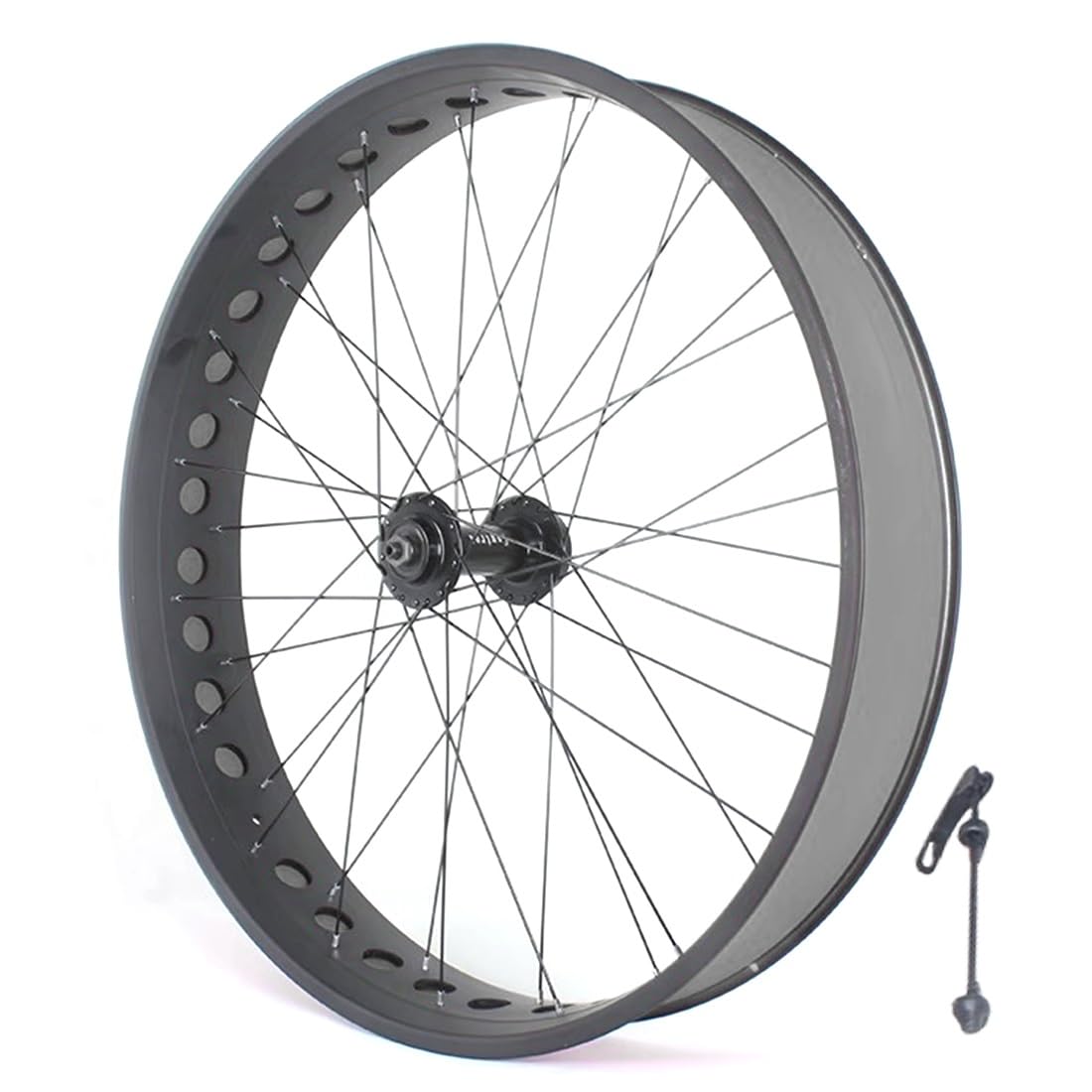 ZXGSXIOU 26 Inch Fat Bike Wheelset 4.0-4.9'' Tire Snow Ebike Front Rear Wheel Disc Brake 36H Aluminum Alloy Double Layer Rim Quick Release 135mm/190mm Hub For 7-12s Cassette(26'' Front)