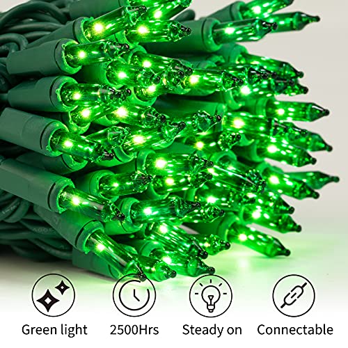 Image of Minetom St. Patrick's Day Mini String Lights, 100 Count 27 Feet Detachable Incandescent Bulb Waterproof Green Fairy Lights Plug in for Indoor Outdoor Party Patio Christmas Decoration, Green Wire