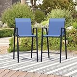 Stabrech Outdoor Bar Stools Set of 2, 44'' Patio Bar Chairs with Textile High...