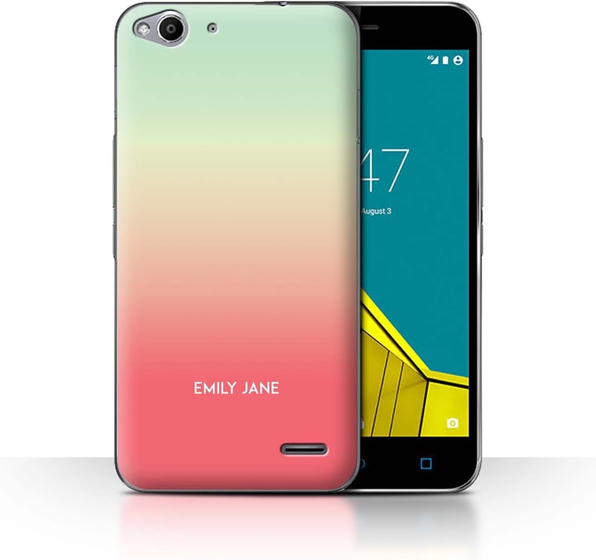Personalized Custom Phone Case for Vodafone Smart Ultra 6 Custom Ombre Colours Watermelon Design Transparent Clear Ultra Slim Thin Hard Back Cover