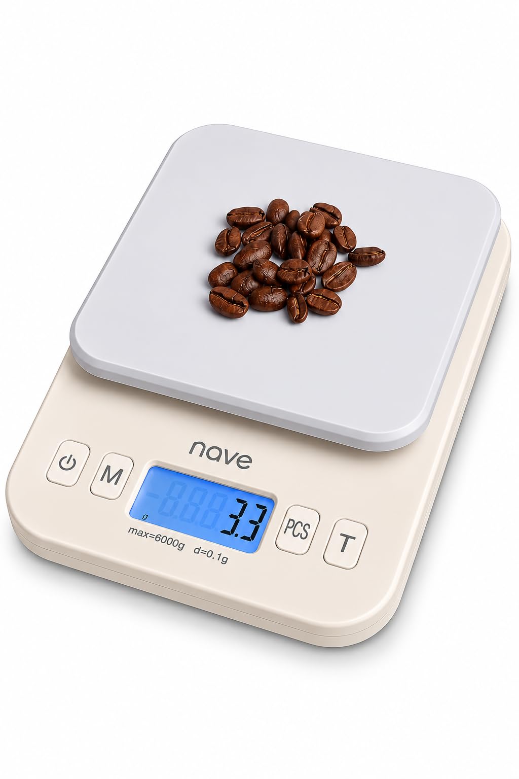 View 1 of ** only reads metric **
Nave Digital Kitchen Scale, White