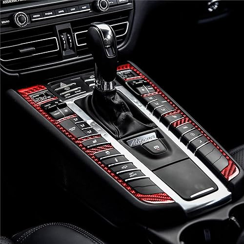 Miniatura 2 de SYLALE 6 piezas de consola central de fibra de carbono real, caja de cambios, panel de ajuste para Porsche Macan 2014-2021 accesorios interiores de
