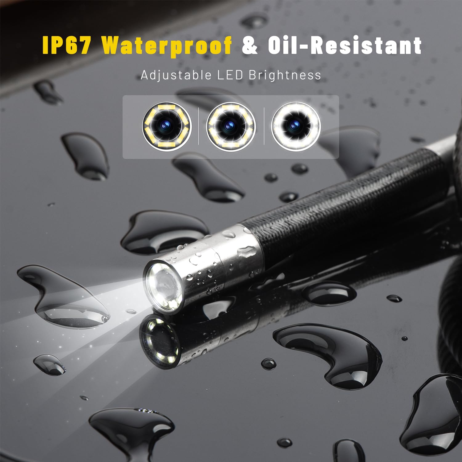 Caméra Endoscope 720P HD - Articulation 210° - Câble 1m étanche IP67 - Pour Inspection Auto, Plomberie, Maison