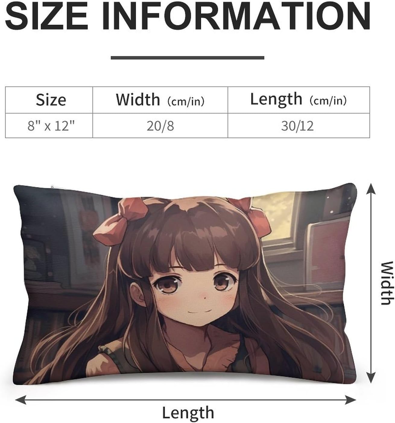 Little Woman in Anime Throw Pillow Cover 8"x12" Decorative Throw Pillow Covers Farmhouse Boho Pillowcase Soft Plush Square Cushion Case for for Living Room Bedroom Sofa Couch Cushion Cover image 2
