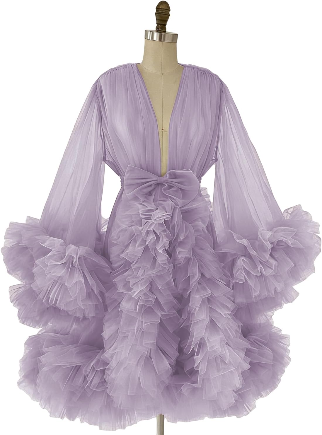 Women's Short Bridal Robes Soft tulle Bridal Dressing Gown Sexy Illusion Lingerie Sleepwear