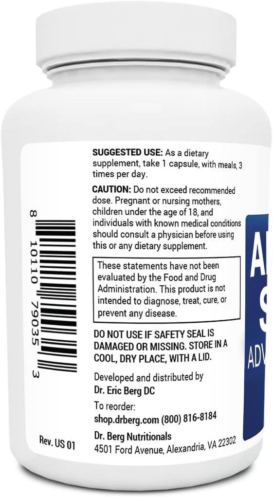 Dr. Berg’s Adrenal Stress Advanced Formula - Adrenal Support Supplements for Stress, Mood and Energy Support - Adrenal Fatigue Supplements - Cortisol Manager with Ashwagandha - 90 Capsules
