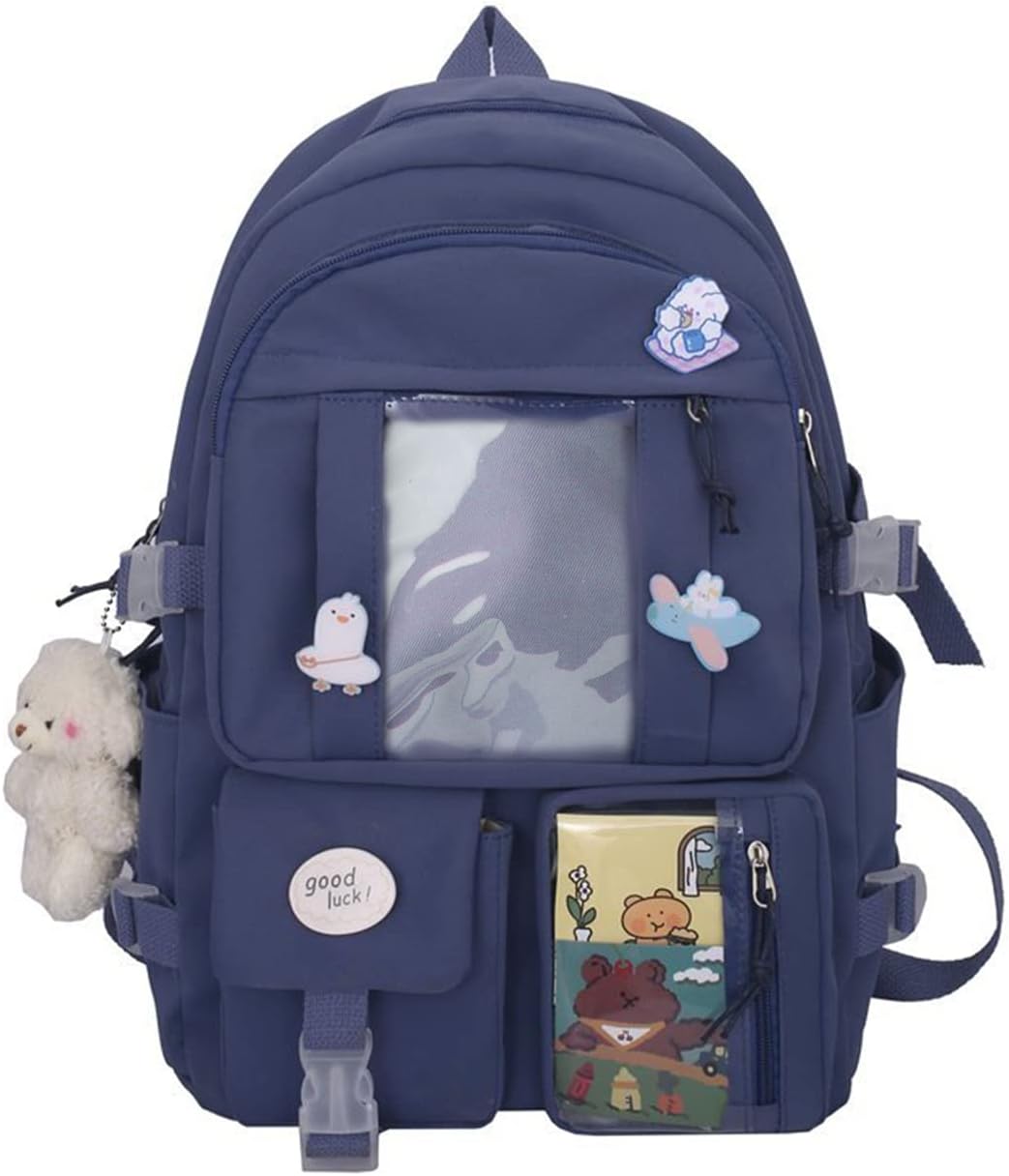 Sac à Dos Enfant EVEOUT 30x43cm - Nylon Avec Épingles Décoratives - Multi-poches Violet