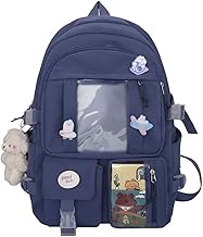 Kids Backpacks Cute Tag and Pin Nylon Large Backpacks Backpack Bags Casual Backpacks for Girls Women Teenagers Backpack Multi Pockets, blue, Casual